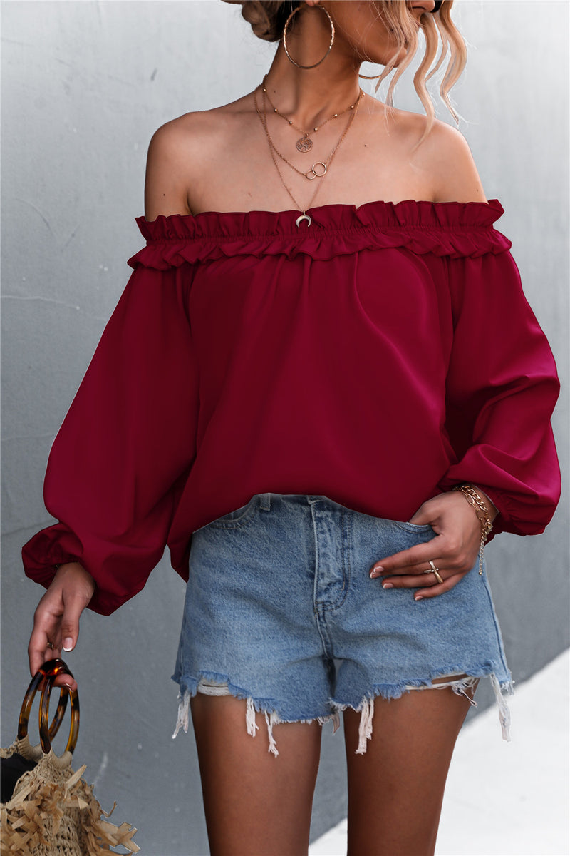 Off shoulder outlet balloon top