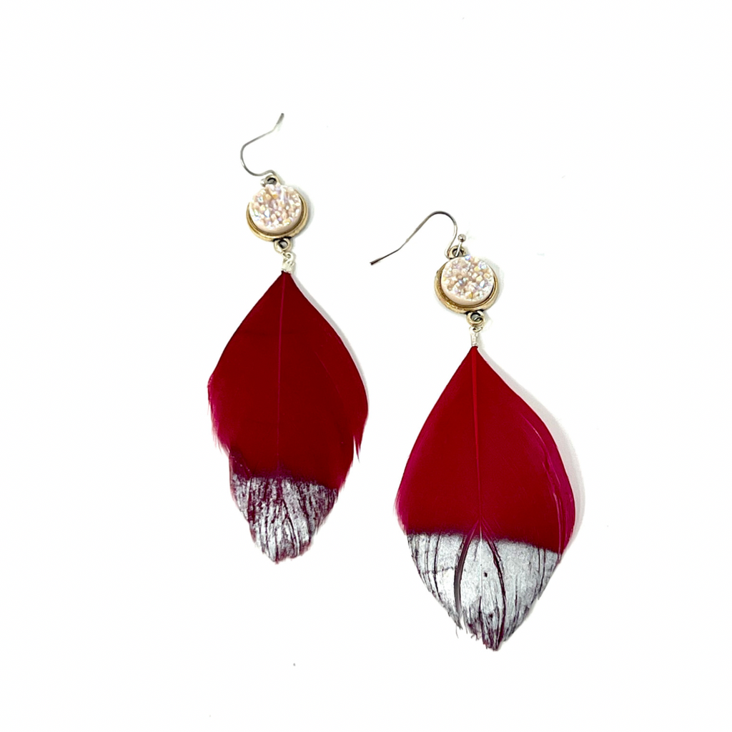 Crimson Feather Earrings