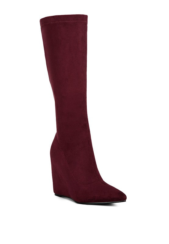 Pointed Flat Wedge  Boots