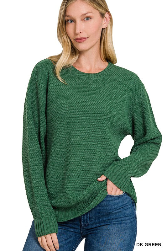 Round Neck Green Sweater