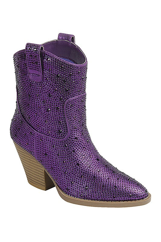 Purple Rhinestone Boots