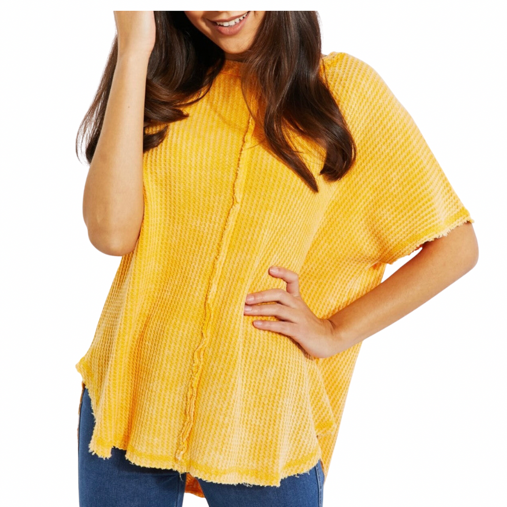 Waffle Knit Top in Gold