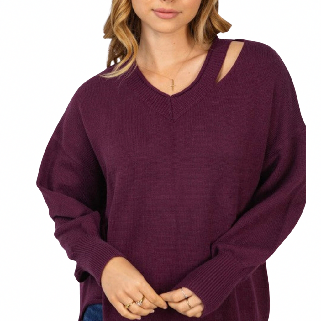 Plus Size Long Sleeve Solid Knit Sweater