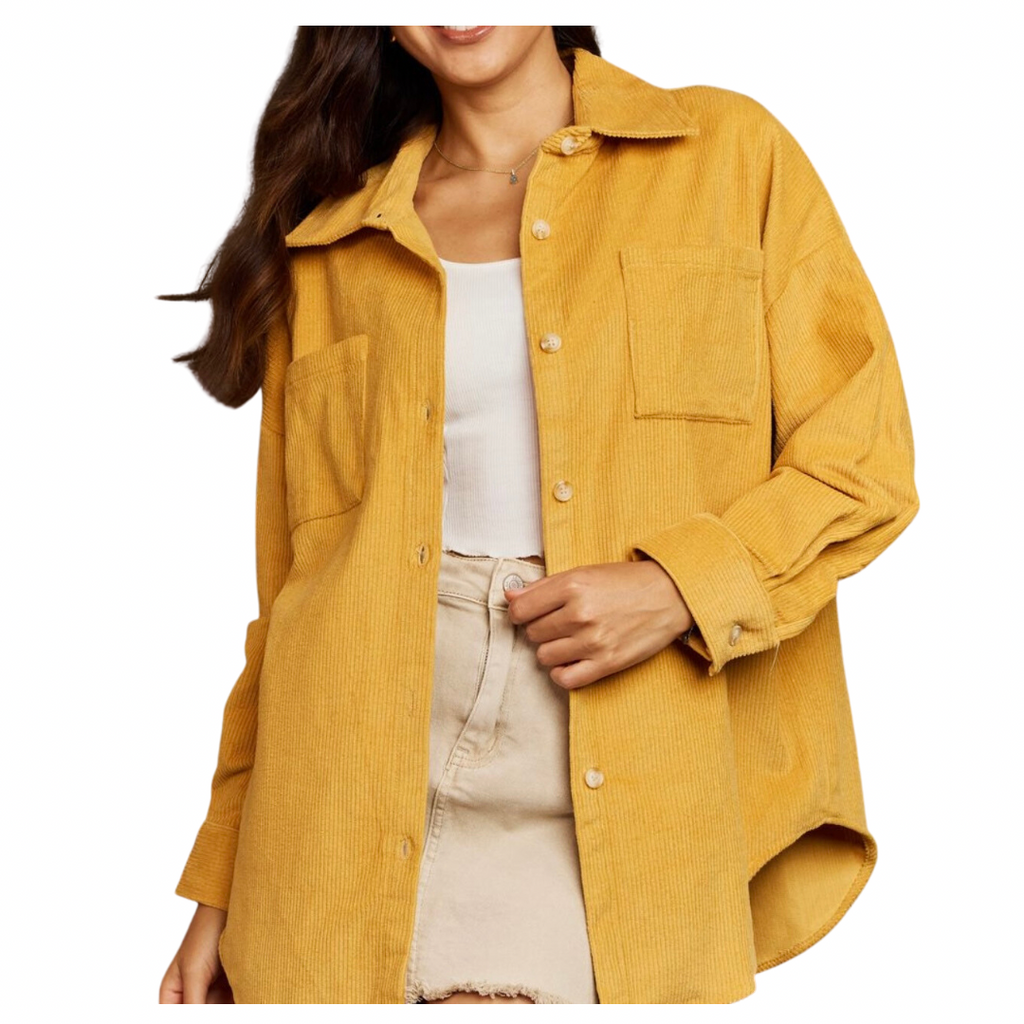 Ninexis Collared Neck Dropped Shoulder Button-Down Jacket