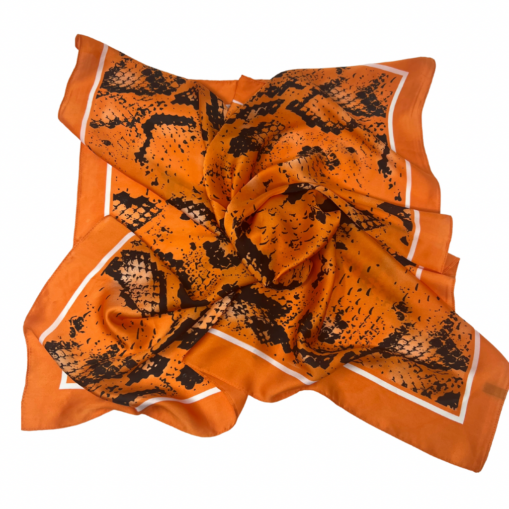 Orange Snakeskin Silk Scarf