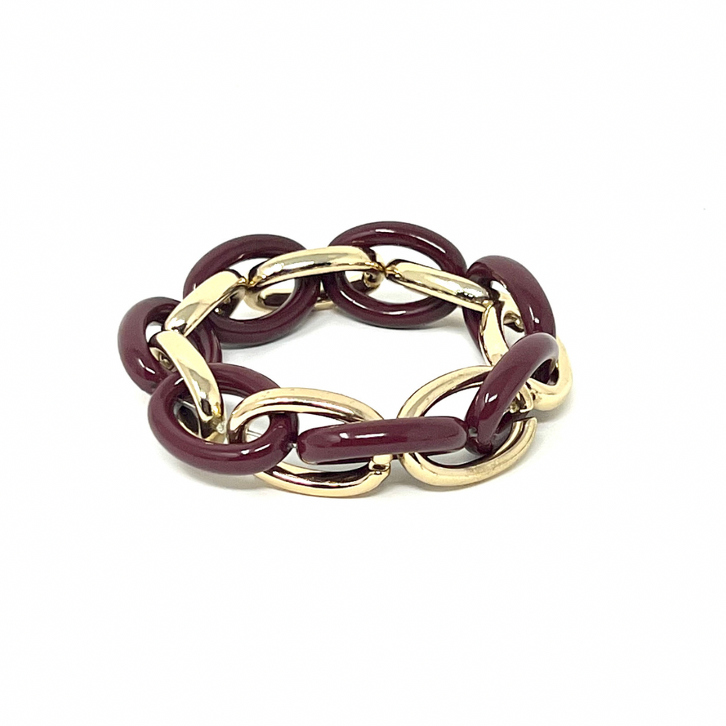 Maroon Gold Chain Bracelet
