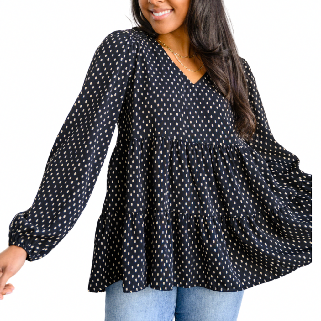 Black Dot Tiered Top