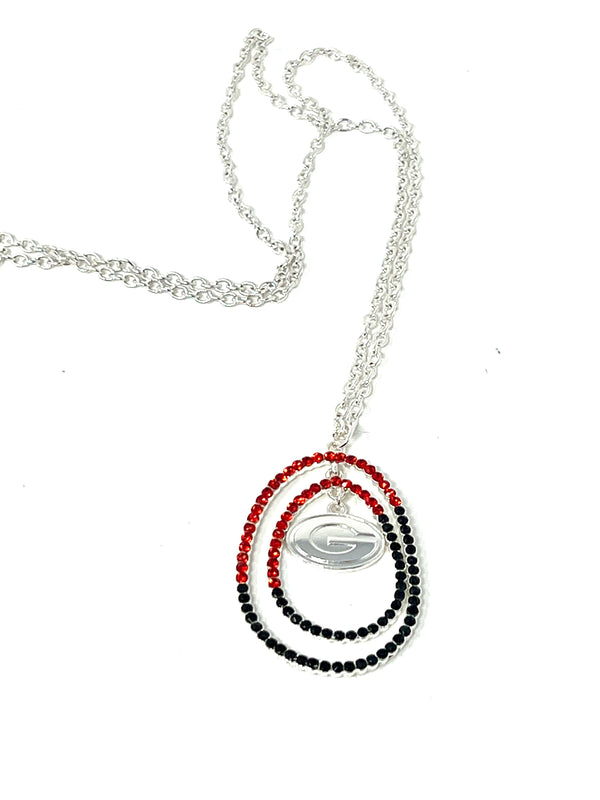 Georgia Bulldogs Logo Crystal Loop Necklace