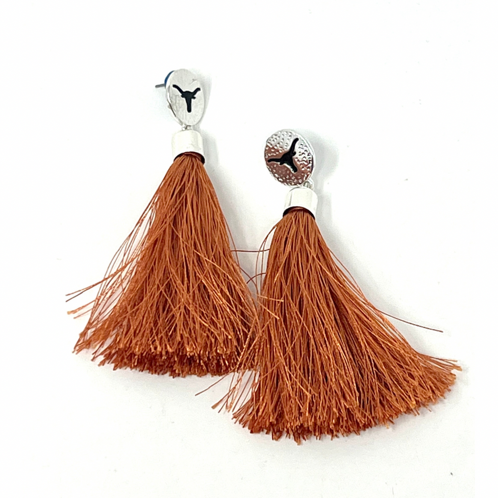 Texas Longhorns Orange Tassel Earrings