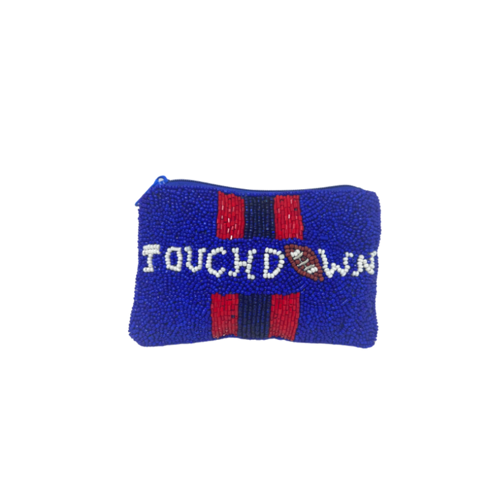 Red and Blue Touchdown Beaded Pouch