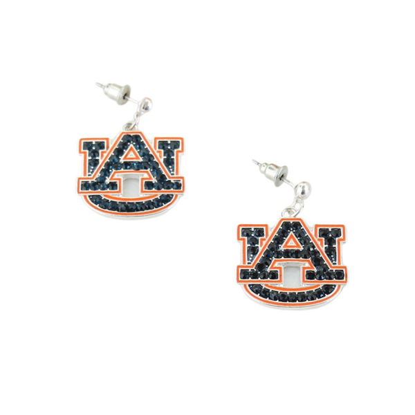 Auburn Crystal Logo Earrings