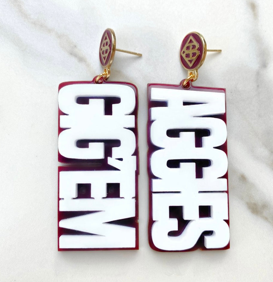 GIG EM - Aggies - Fabric Backed Earrings