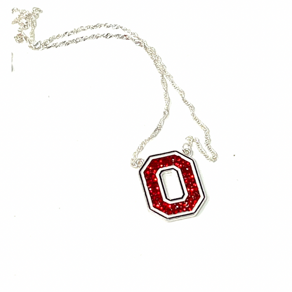 Ohio State Buckeyes Logo Crystal Necklace