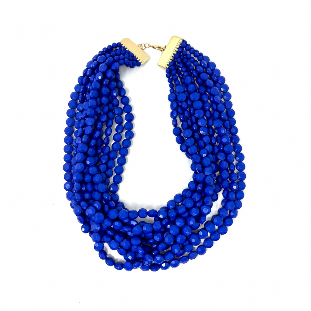 Blue Multi-Strand Bead Necklace