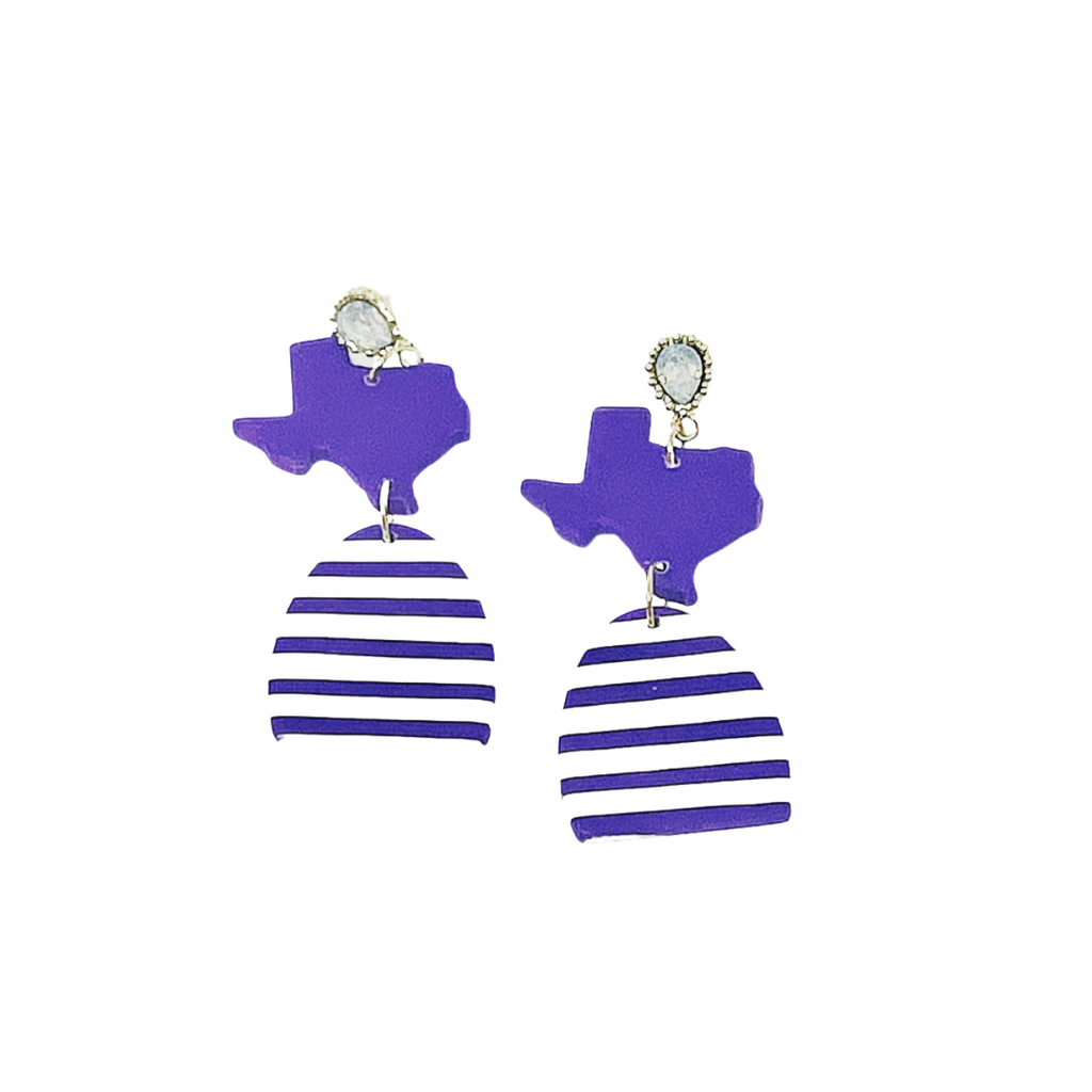 Purple and White Texas Earrings