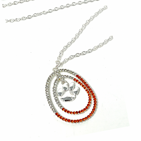 Clemson Rhinestone Long Necklace