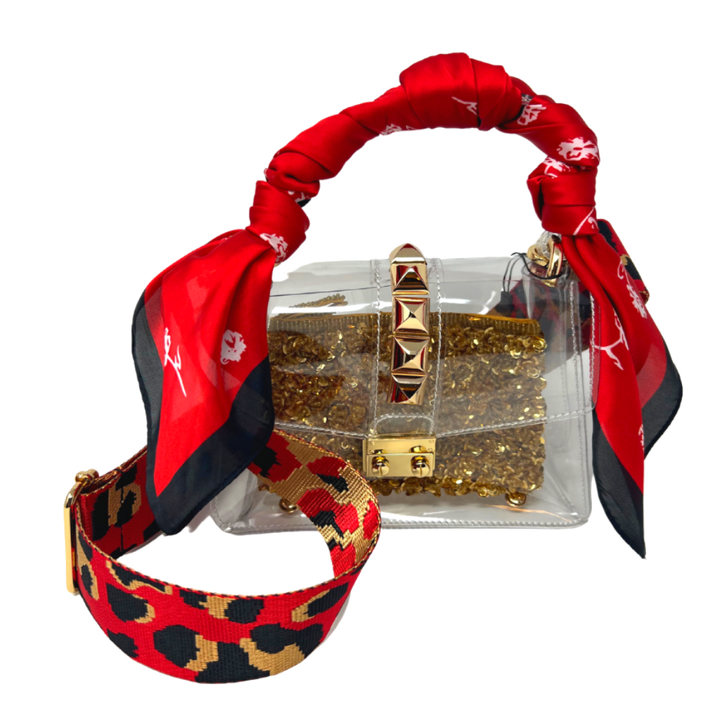 Red and Gold Custom Clear Bag