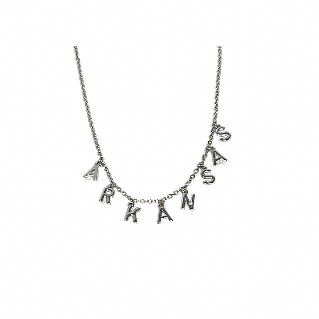 Arkansas Razorbacks Silver Necklace