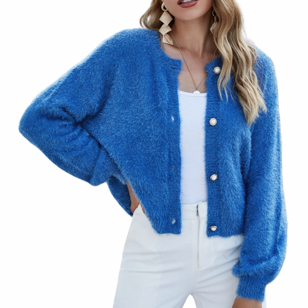 Blue 2025 fluffy cardigan