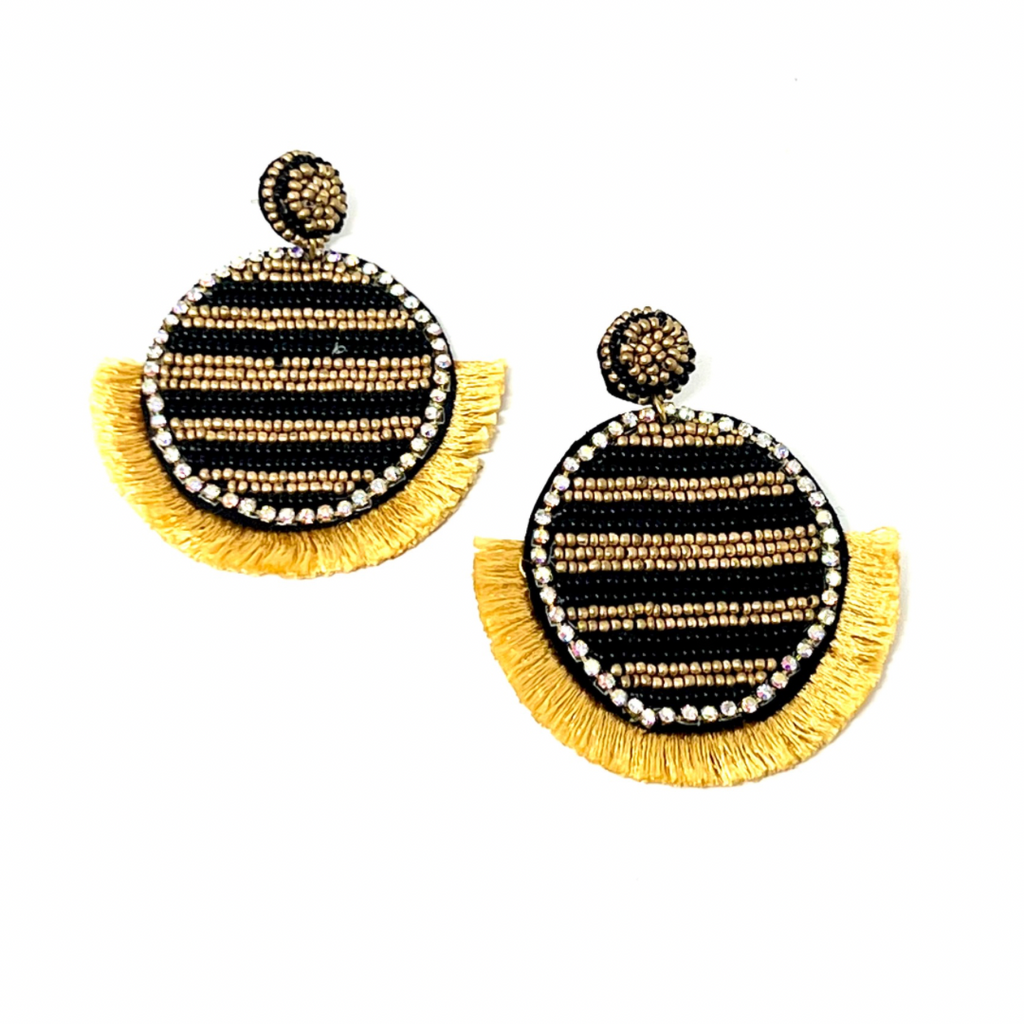 Gold and Black Stripe Earrings