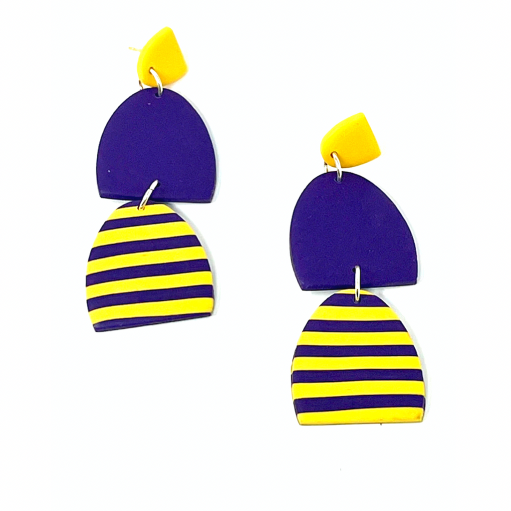 Purple and Gold Clay Earrings