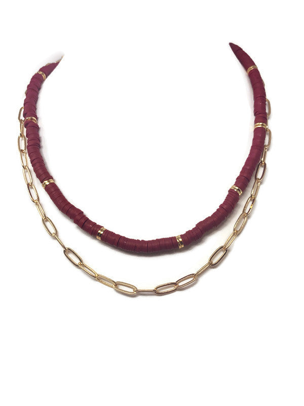 Maroon Double Strand Necklace