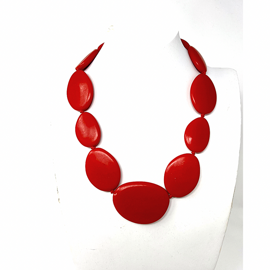 Large red bead necklace online