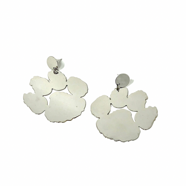 Large Silver Clemson Earrings