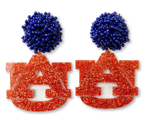 Auburn Tigers Glitter Logo Earrings