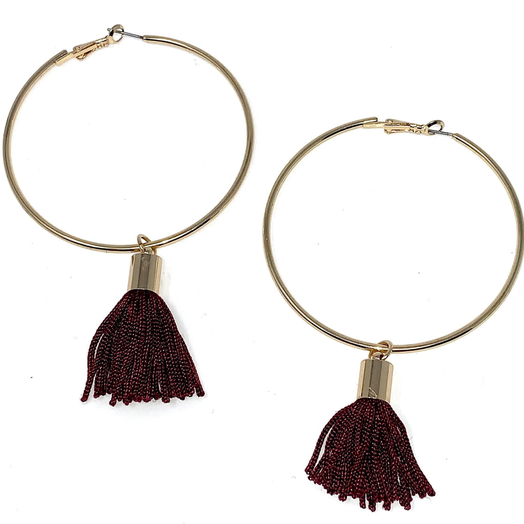 Large Hoops Mini Tassels Earrings - StyleAlum