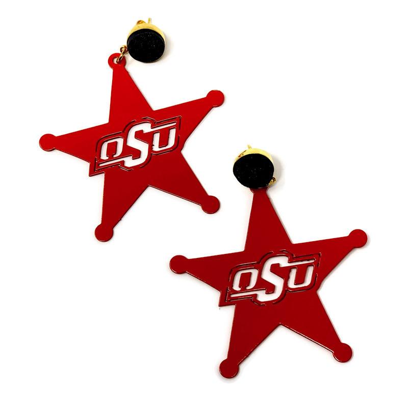 OSU Cowboys Sherriff's Badge Metal Earrings - StyleAlum